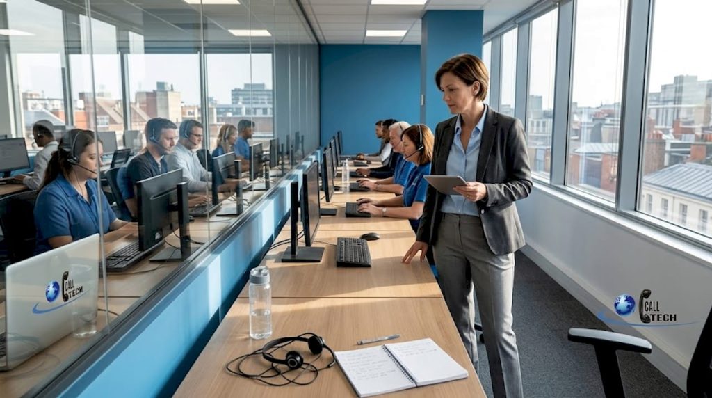 Call center supervisor overseeing office team